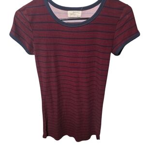 Glitz Burgundy Mini Dress with Navy Stripes and Trim